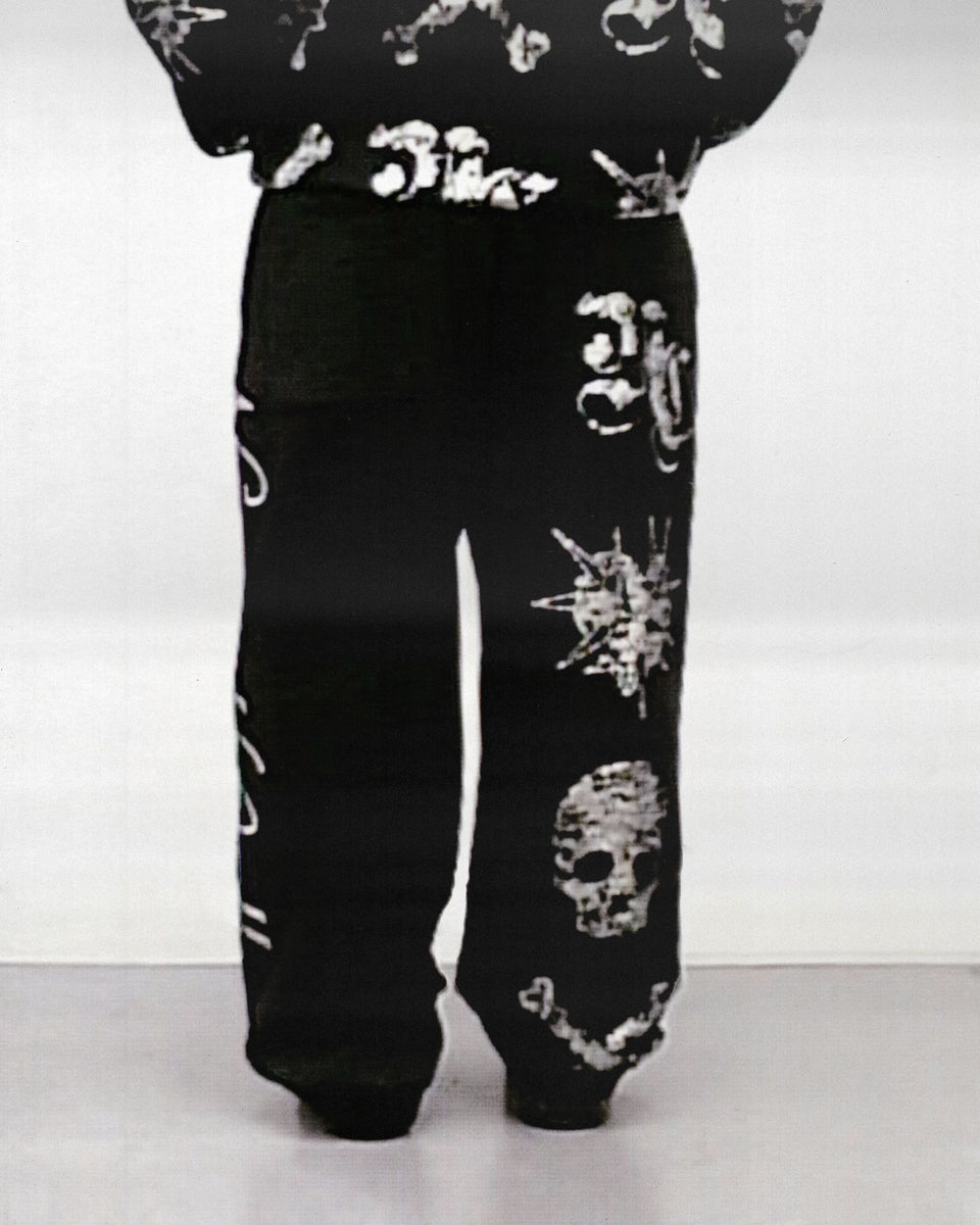 LETHAL RHINESTONE SWEATPANTS BLACK