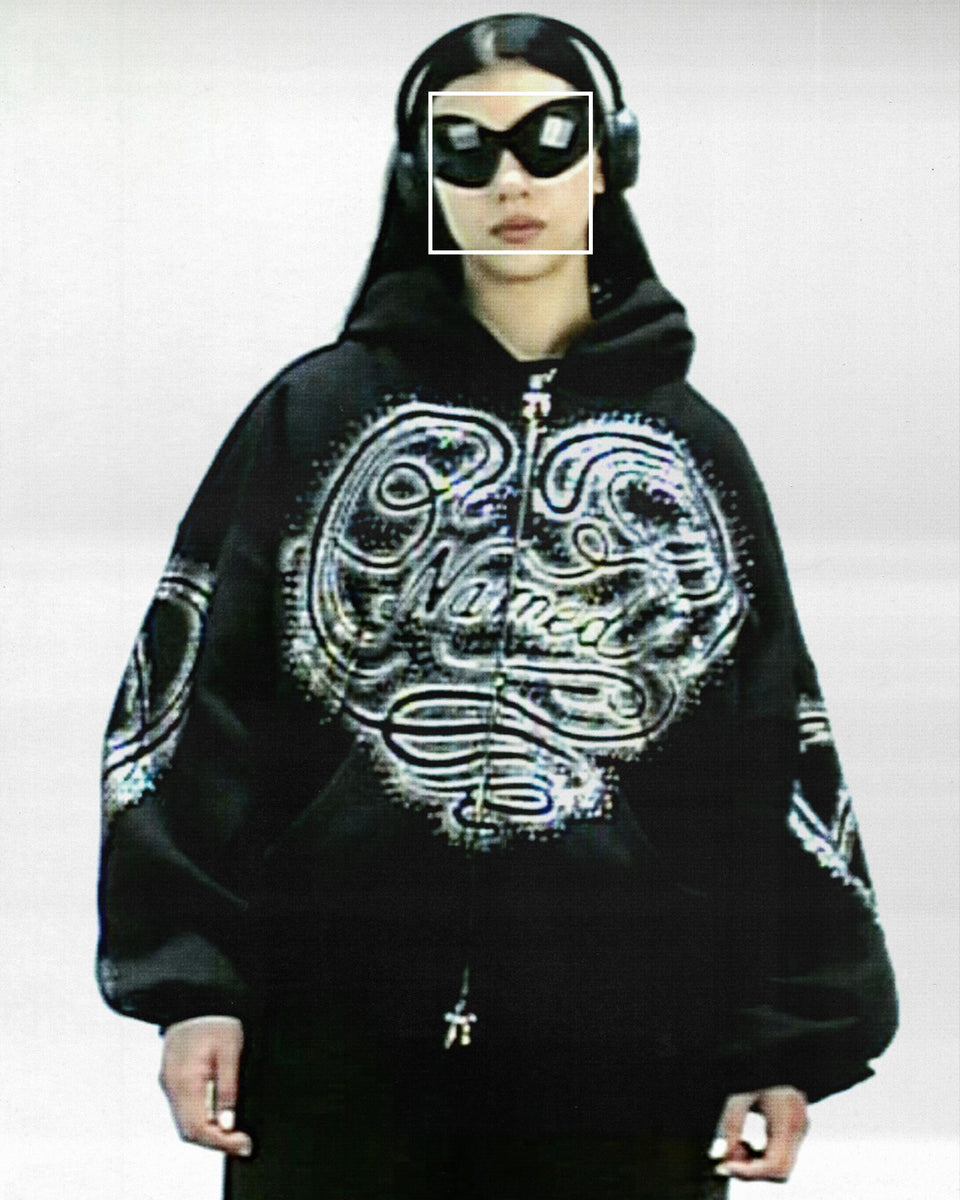 LUST RHINESTONE ZIP HOODIE BLACK