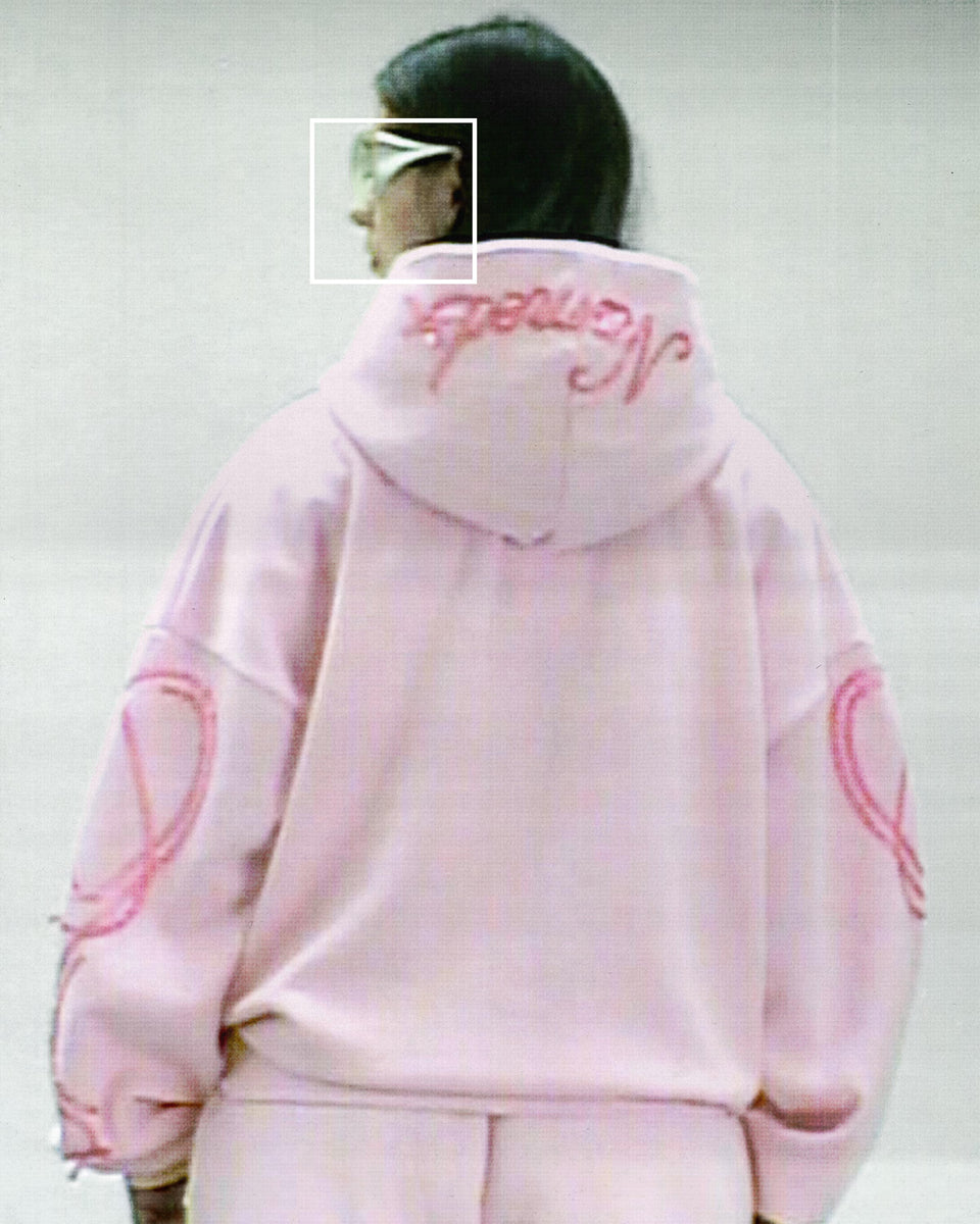 LUST RIBBON ZIP HOODIE BABY PINK