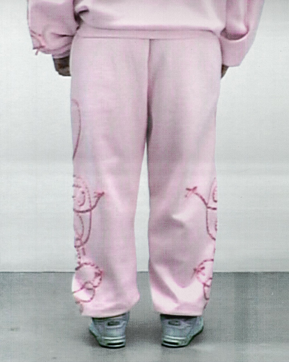 LUST RIBBON SWEATPANTS BABY PINK