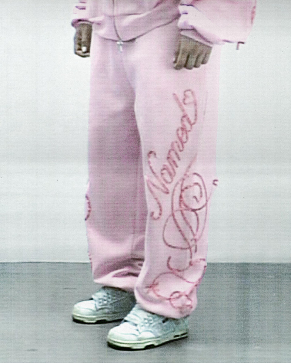 LUST RIBBON SWEATPANTS BABY PINK