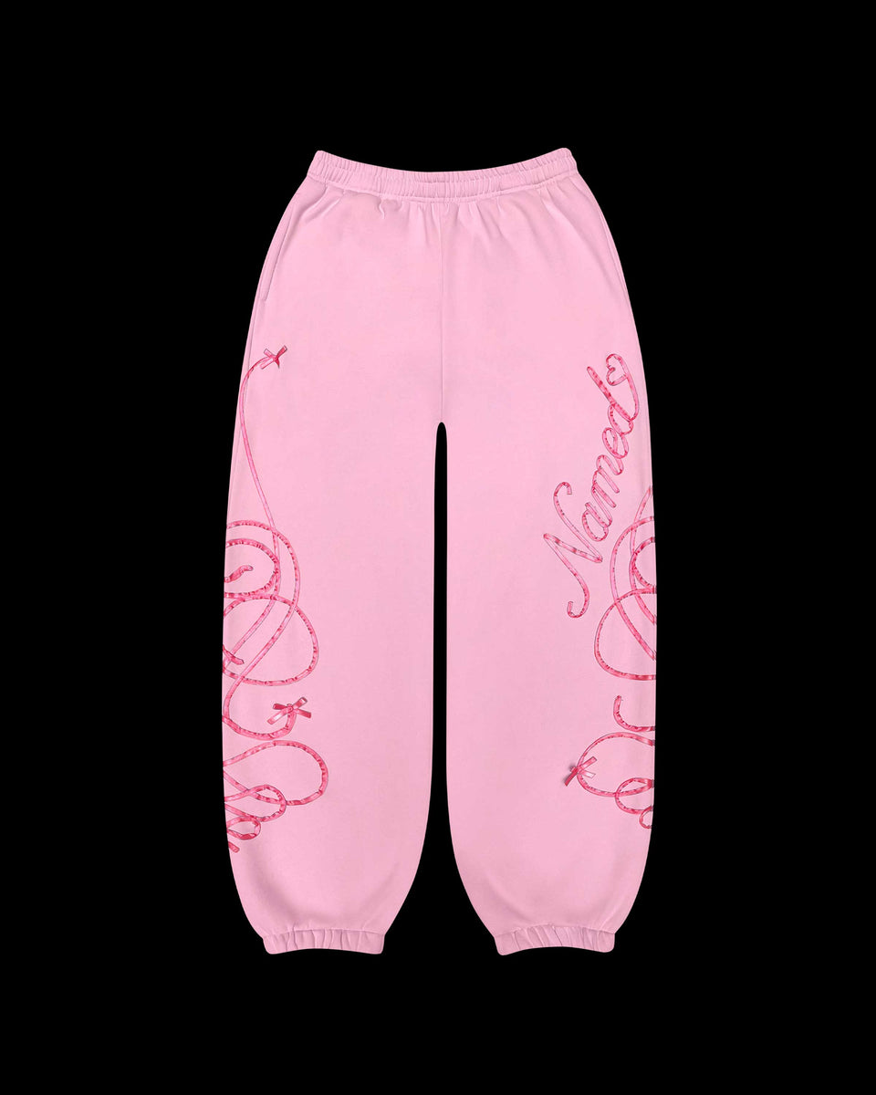 LUST RIBBON SWEATPANTS BABY PINK