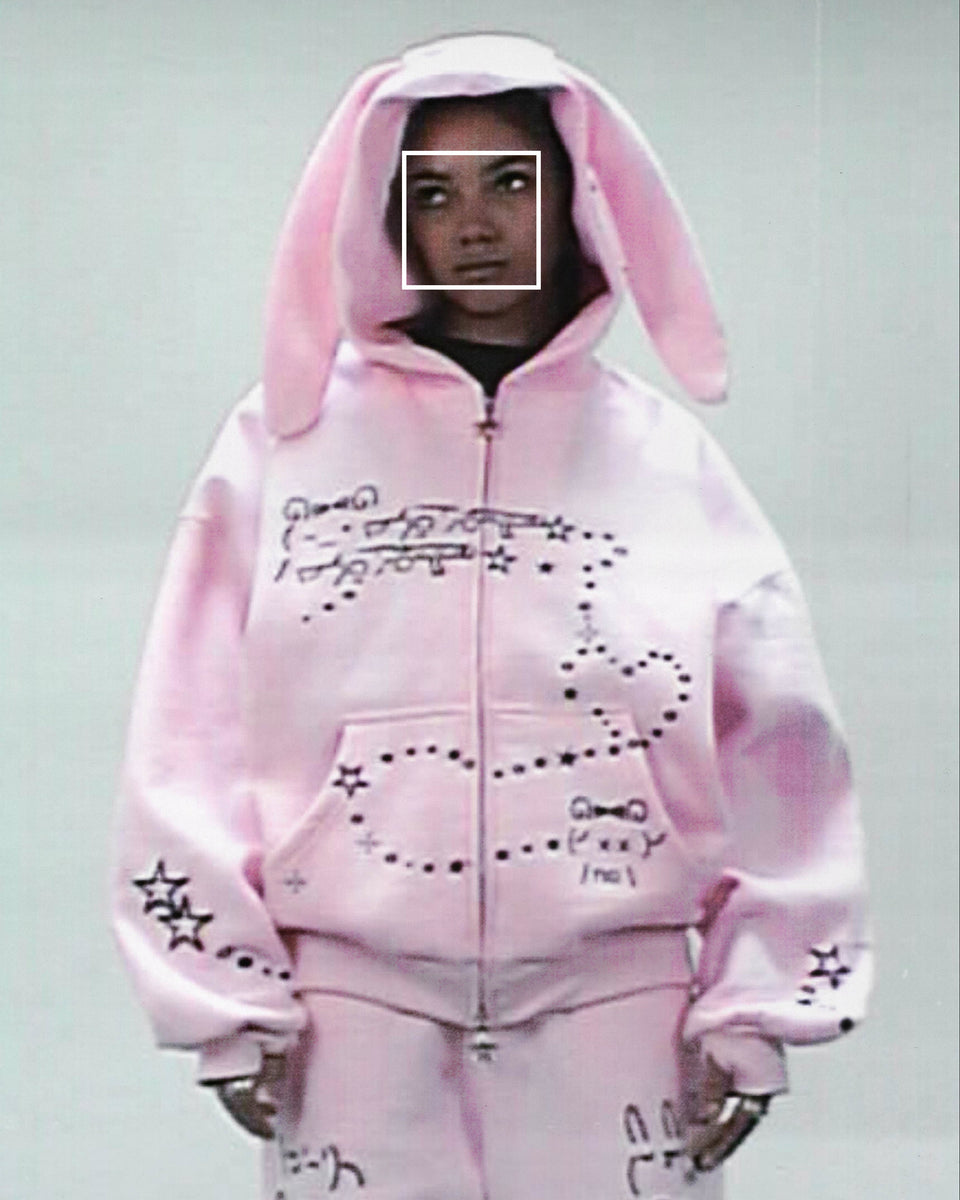 MALFUNCTION ZIP HOODIE BABY PINK (DETACHABLE EARS)