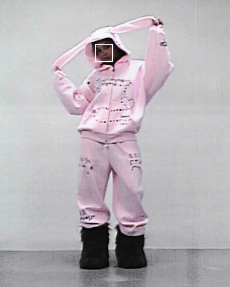 MALFUNCTION ZIP HOODIE BABY PINK (DETACHABLE EARS)