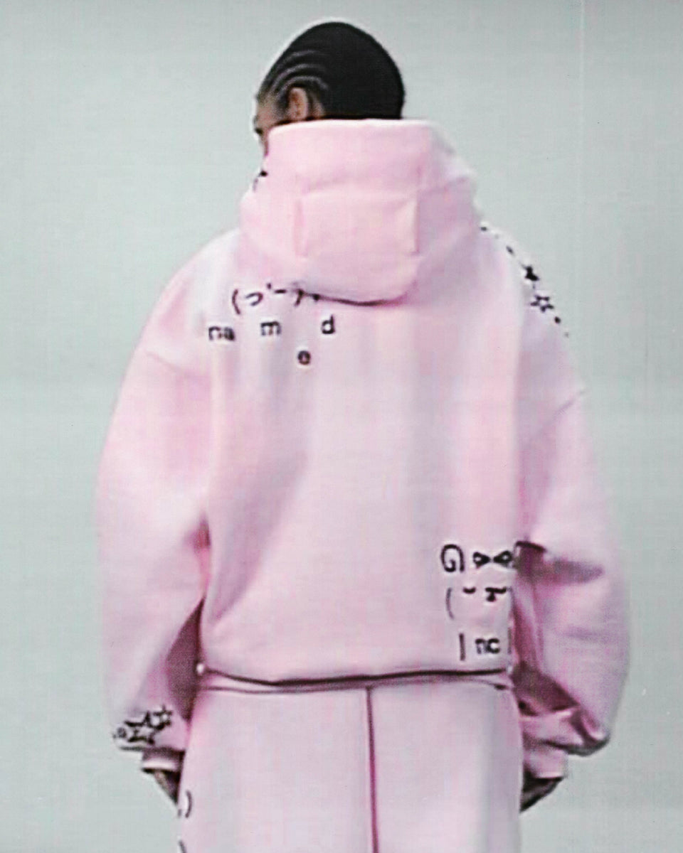 MALFUNCTION ZIP HOODIE BABY PINK (DETACHABLE EARS)