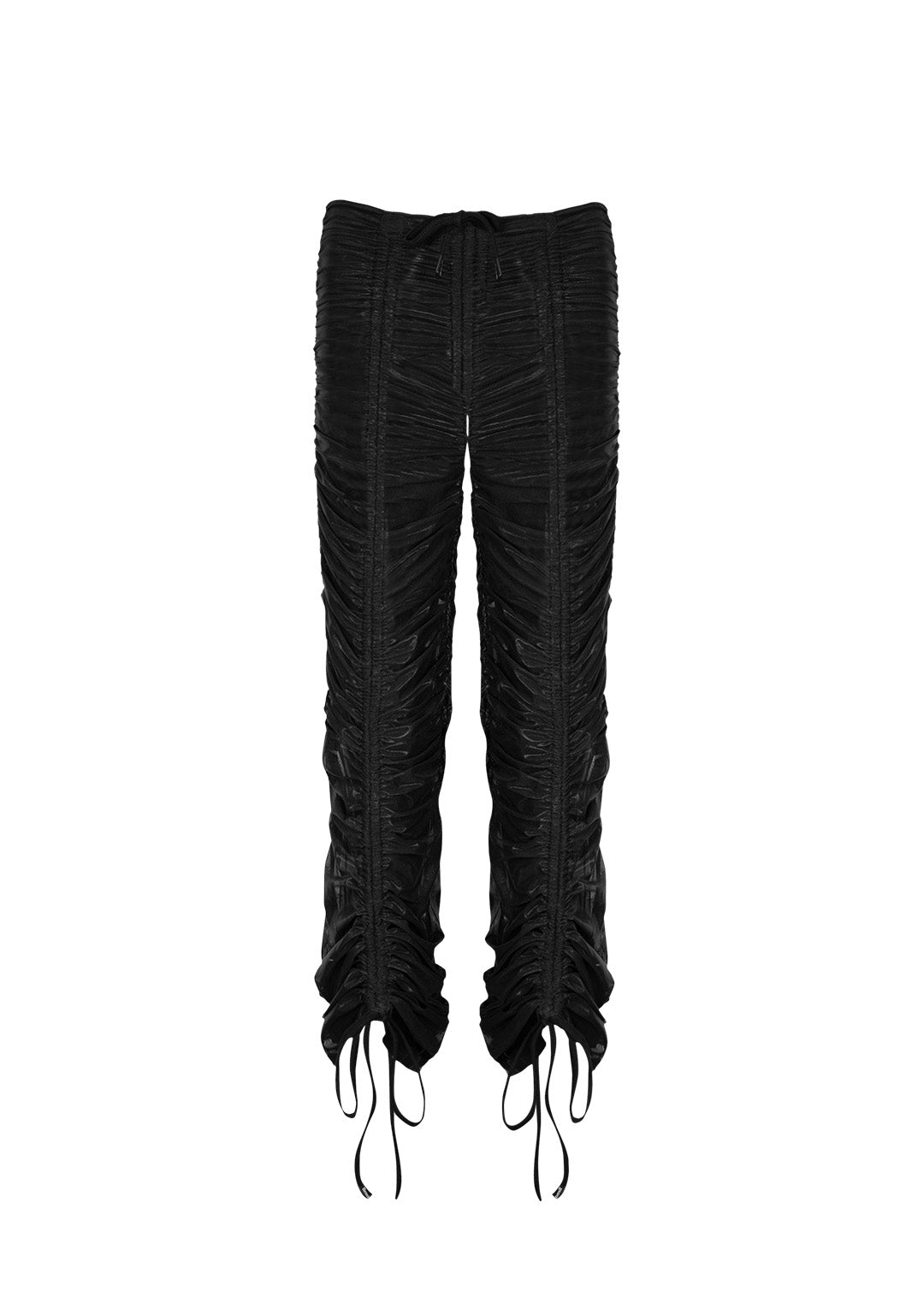 NOCTURNAL SHEER RUCHED SCULPT STRETCH PANTS BLACK (ADJUSTABLE CORDS)