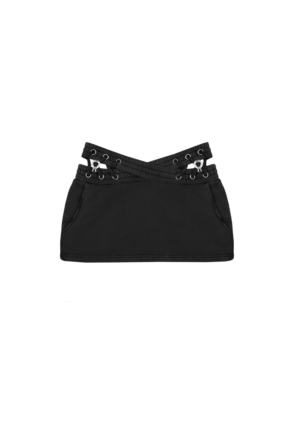 VENDETTA LACE UP MICRO SKIRT BLACK VINTAGE WASH