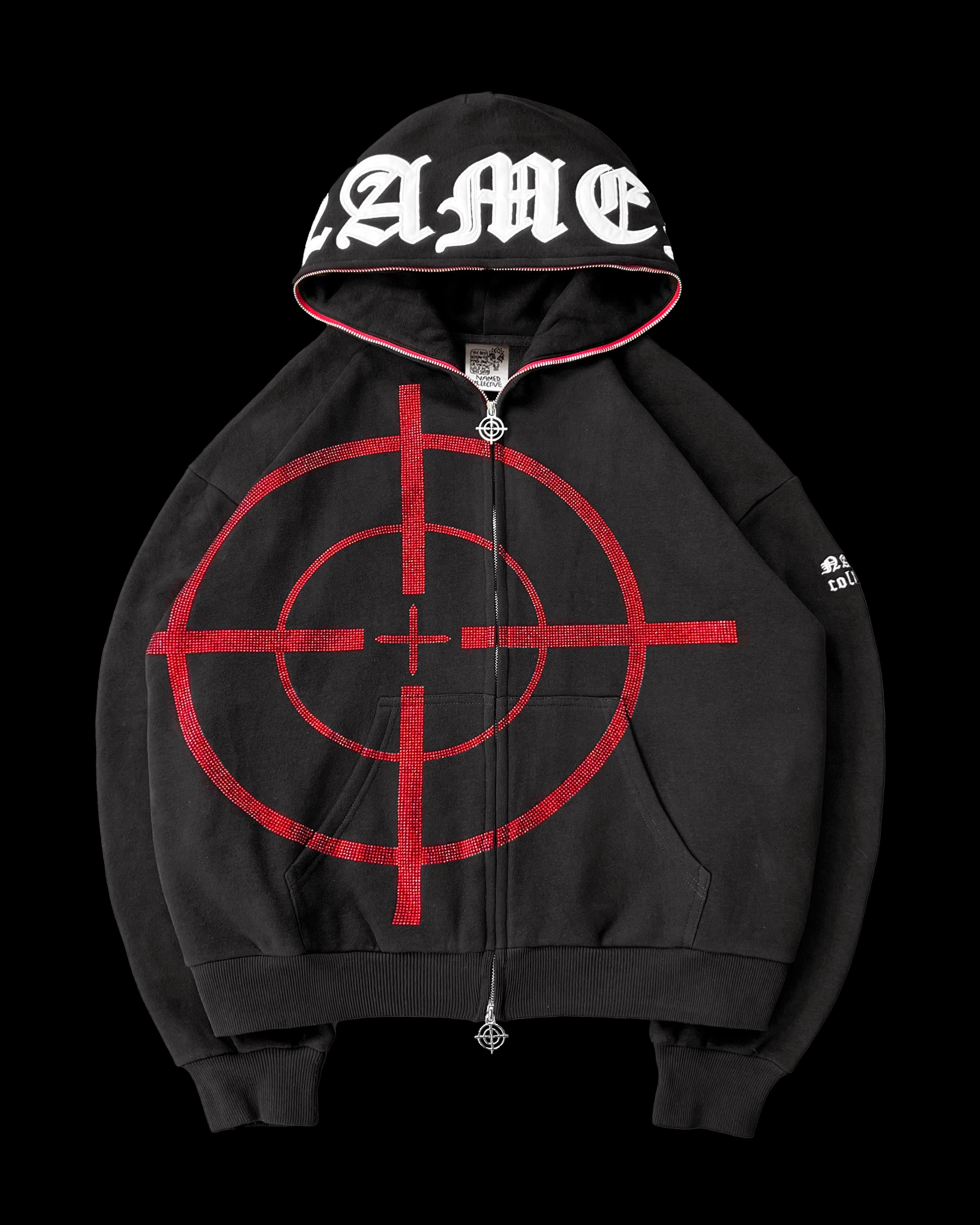 【NAMED COLLECTIVE】SIGNATURE ZIP HOODIE CONFESSIONS RHINESTONE CROP ZIP HOODIE BLACK – NAMED COLLECTIVE®