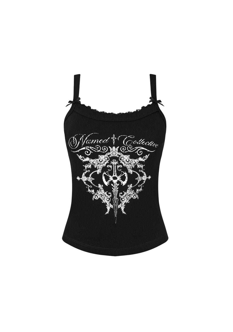 NOCTURNAL LACE BACK CAMI TANK BLACK