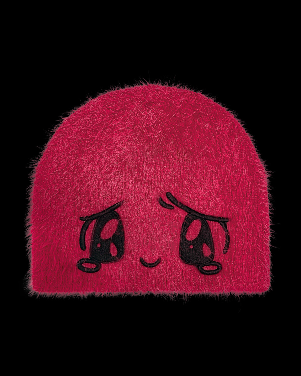 ANIMATED FLUFF BEANIE HOT PINK