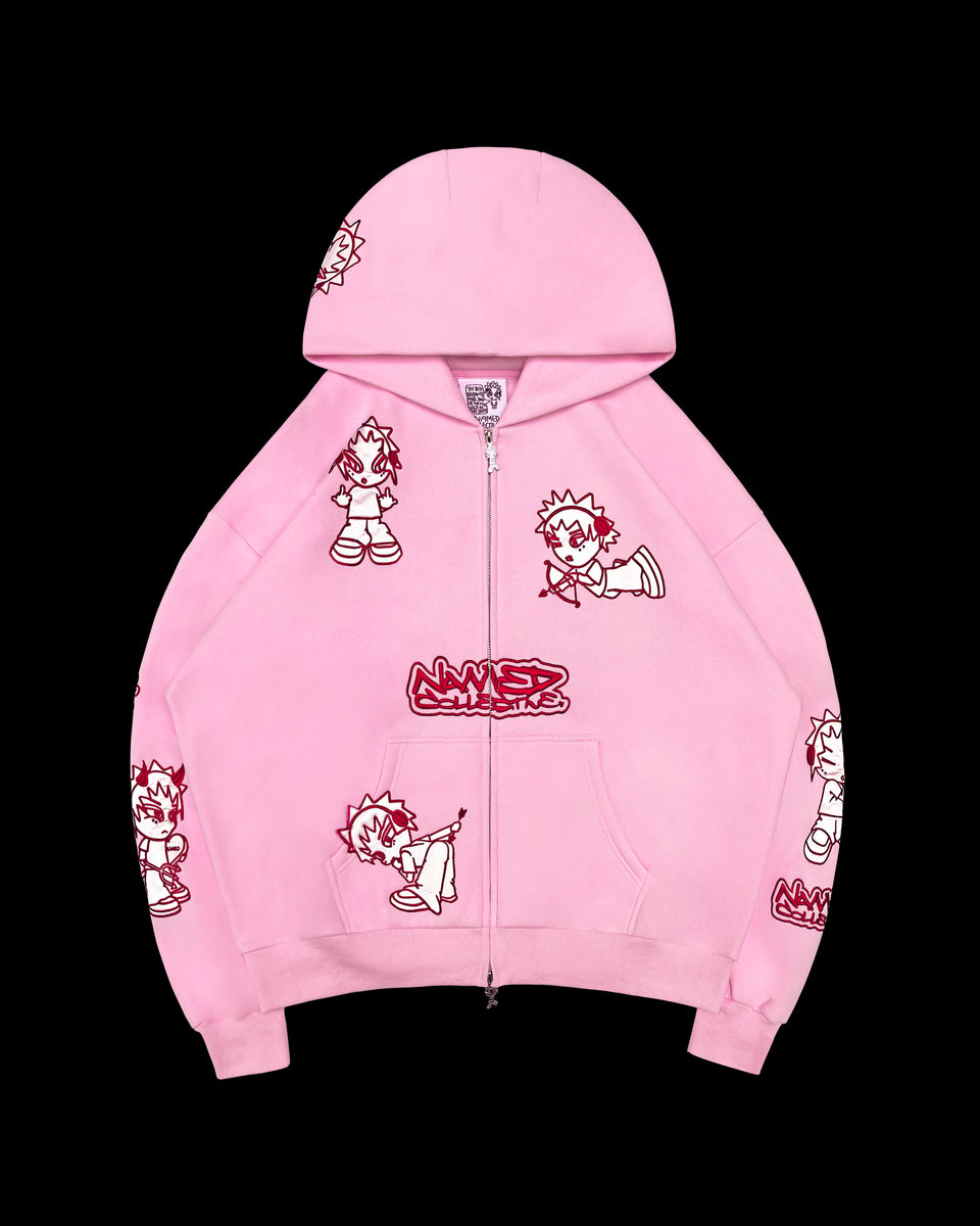 MISBEHAVE ZIP HOODIE PINK POISON