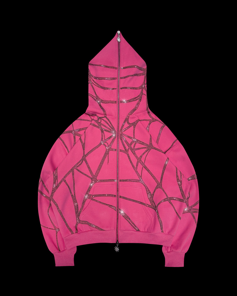 POISON RHINESTONE ZIP HOODIE PINK