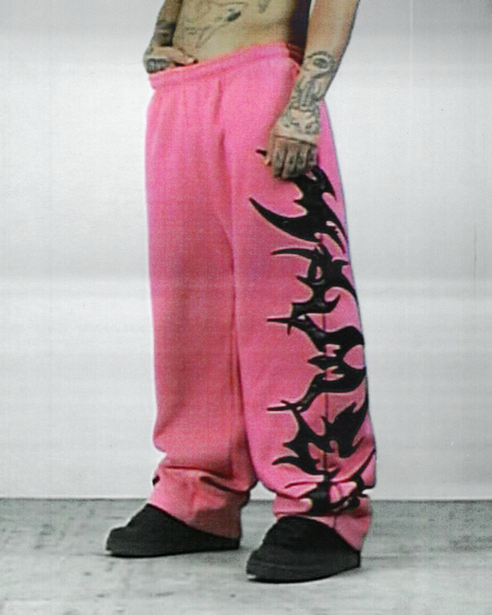 FLAME SWEATPANTS PINK POISON