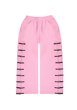 CRUSH BUCKLE OVERSIZED SWEATPANTS BABY PINK