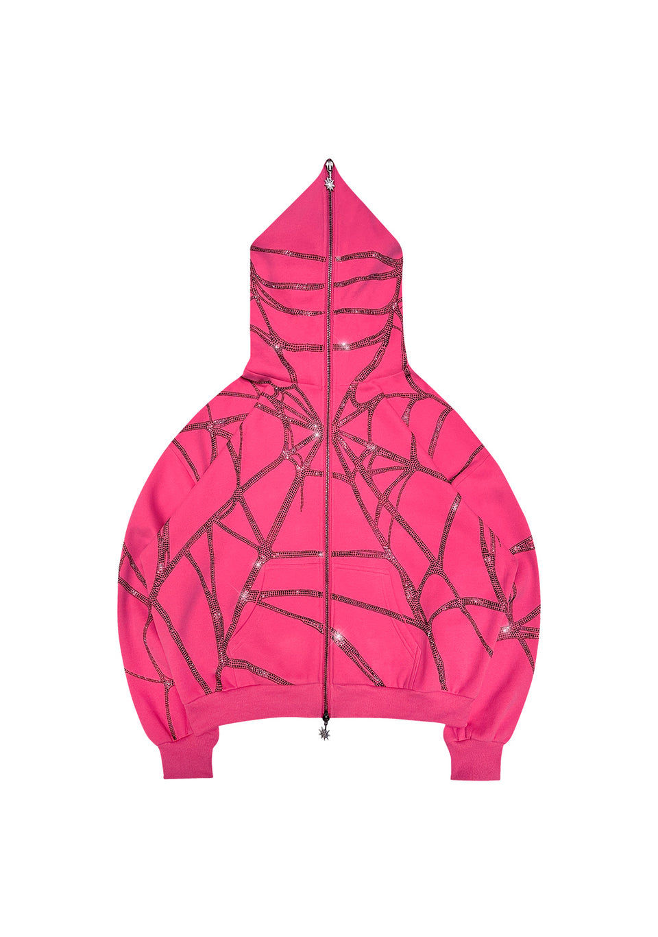 POISON RHINESTONE ZIP HOODIE PINK