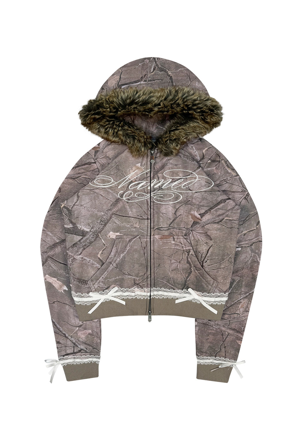 PREY FAUX FUR FITTED ZIP HOODIE TREE CAMO (DETACHABLE FUR)
