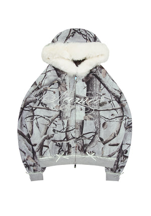PREY FAUX FUR ZIP HOODIE SNOW (DETACHABLE FUR)