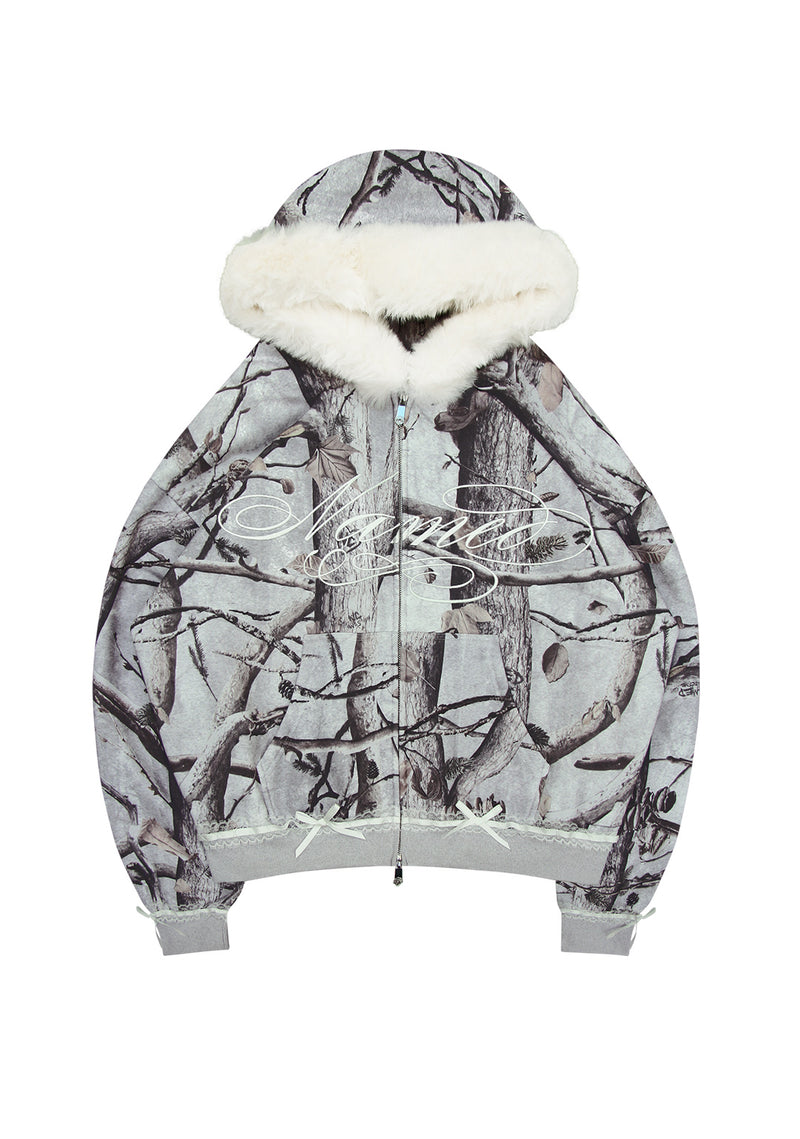 PREY FAUX FUR ZIP HOODIE SNOW (DETACHABLE FUR)