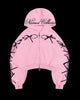 PRINC355 RIBBON CROP ZIP HOODIE BABY PINK