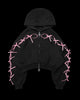 PRINC355 RIBBON CROP ZIP HOODIE BLACK