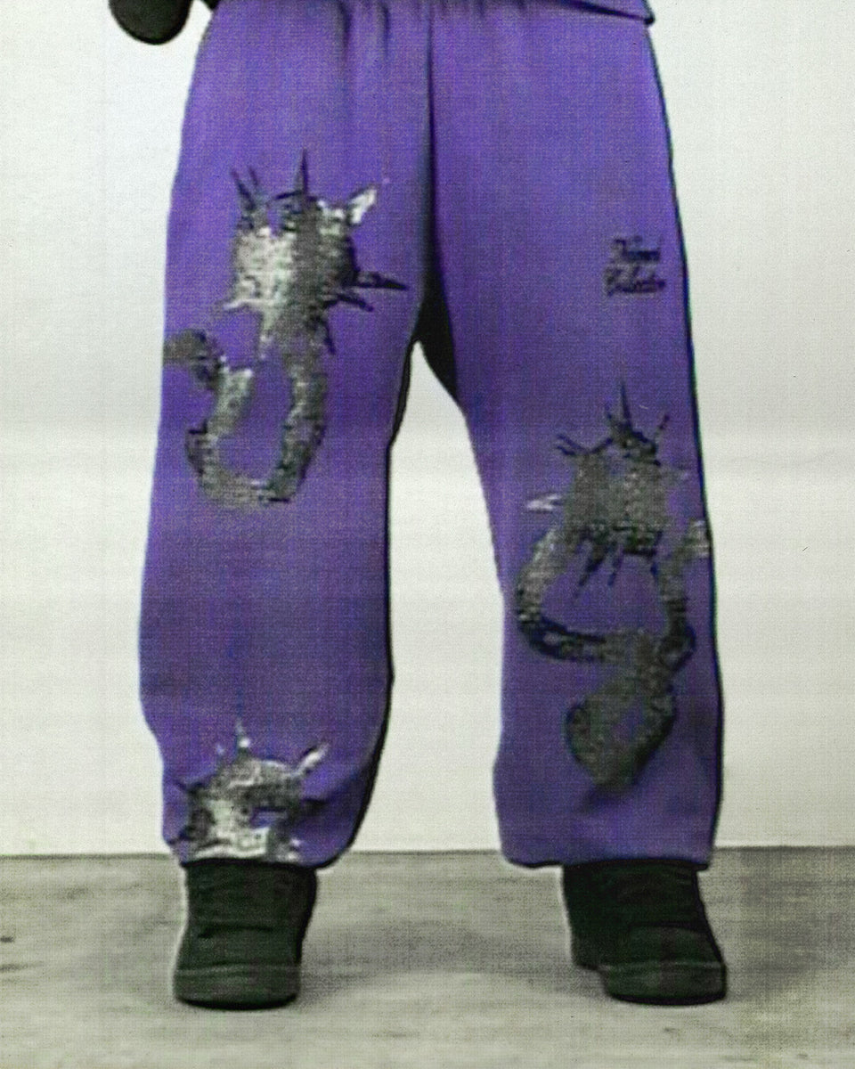 CLASH RHINESTONE SWEATPANTS AMETHYST