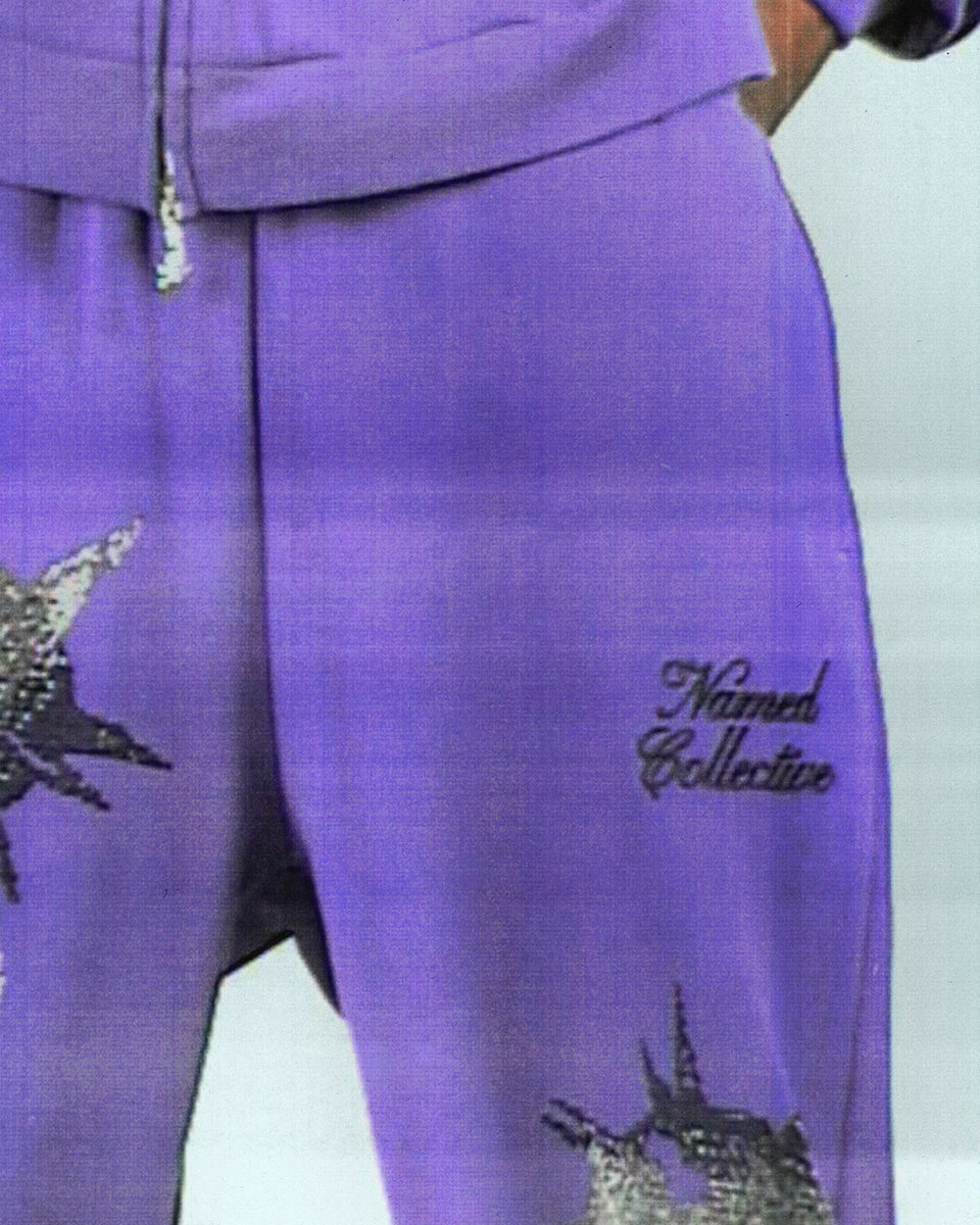 CLASH RHINESTONE SWEATPANTS AMETHYST