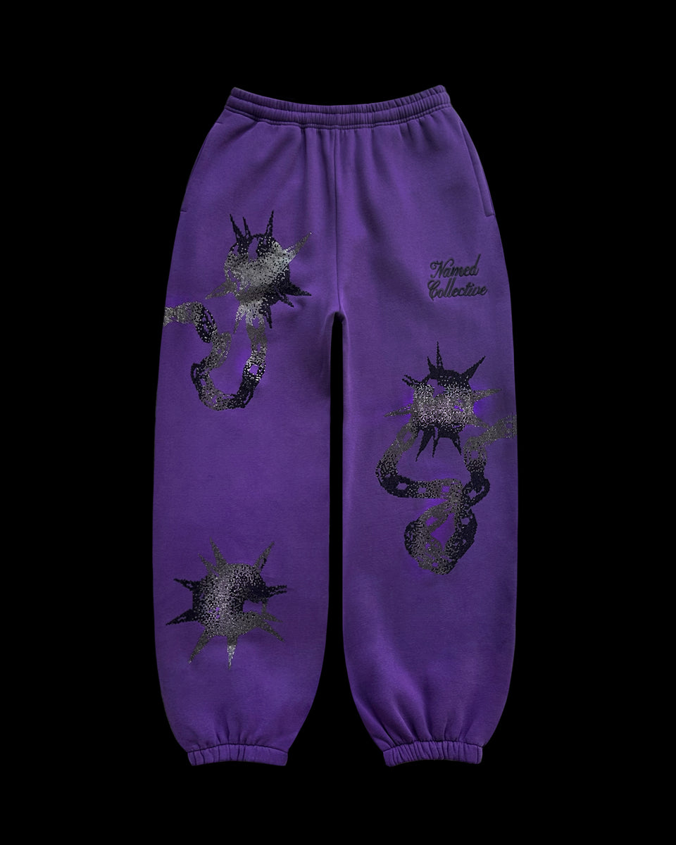 CLASH RHINESTONE SWEATPANTS AMETHYST