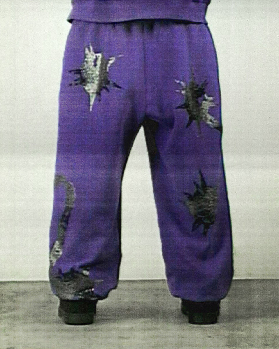 CLASH RHINESTONE SWEATPANTS AMETHYST