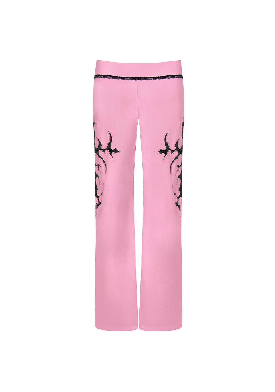 SINNER LACE CUT OUT SCULPT STRETCH PANTS BABY PINK