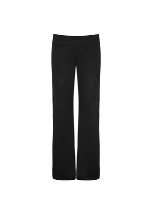 SINNER LACE CUT OUT SCULPT STRETCH PANTS BLACK