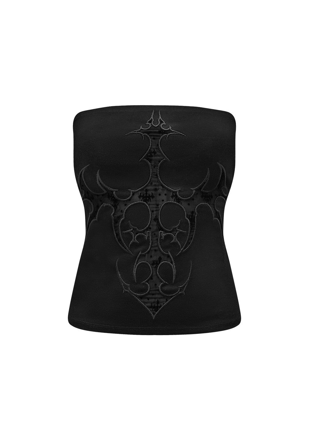 SINNER LACE CUT OUT TUBE TOP BLACK