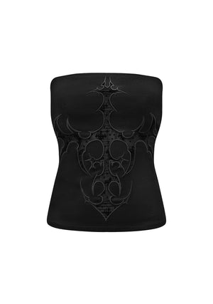 SINNER LACE CUT OUT TUBE TOP BLACK