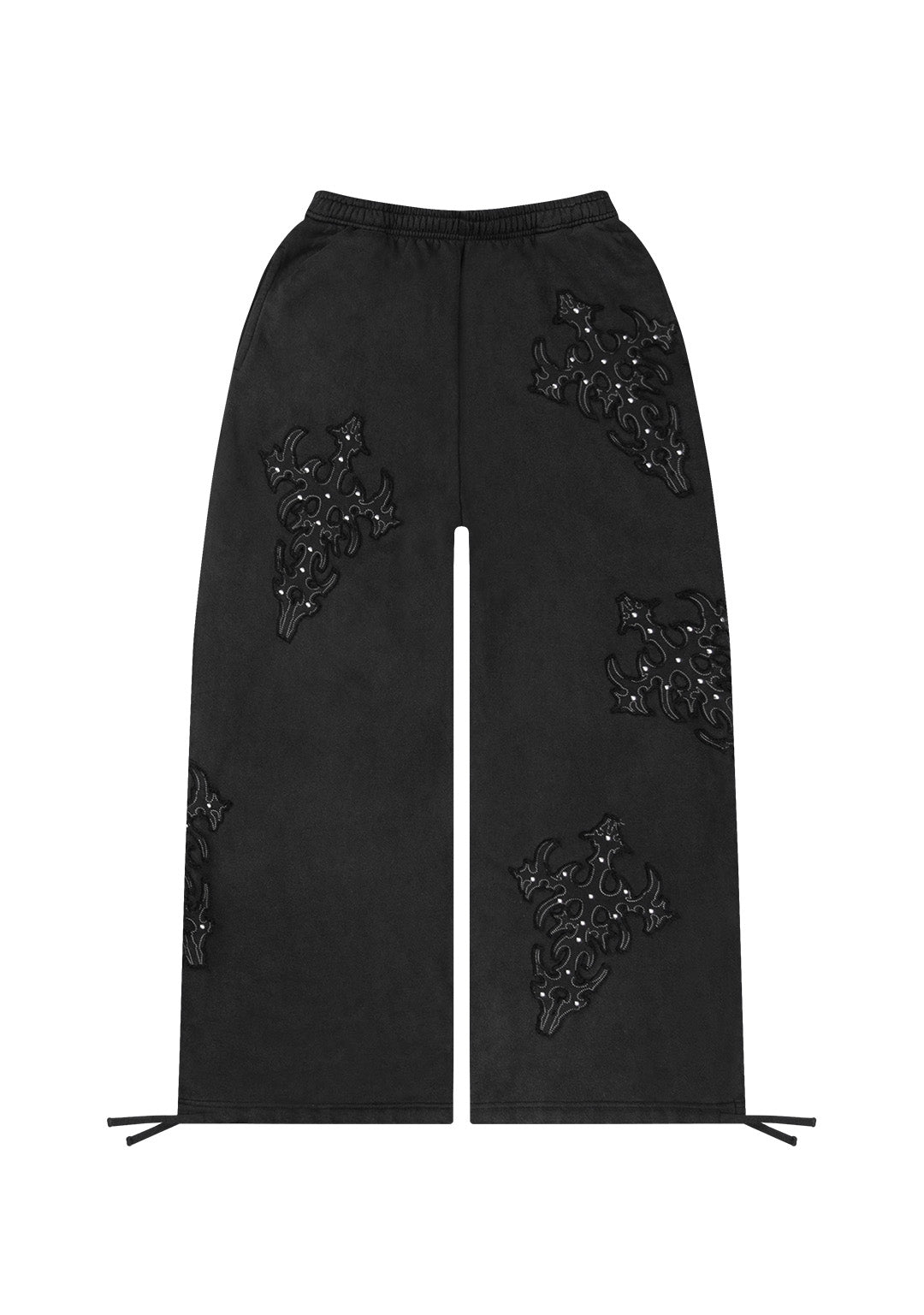 SINNER STUDDED OVERSIZED SWEATPANTS BLACK VINTAGE WASH