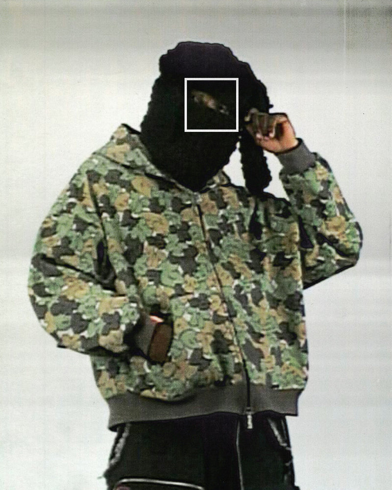 GRAFFITI CAMO ZIP HOODIE SOUR APPLE
