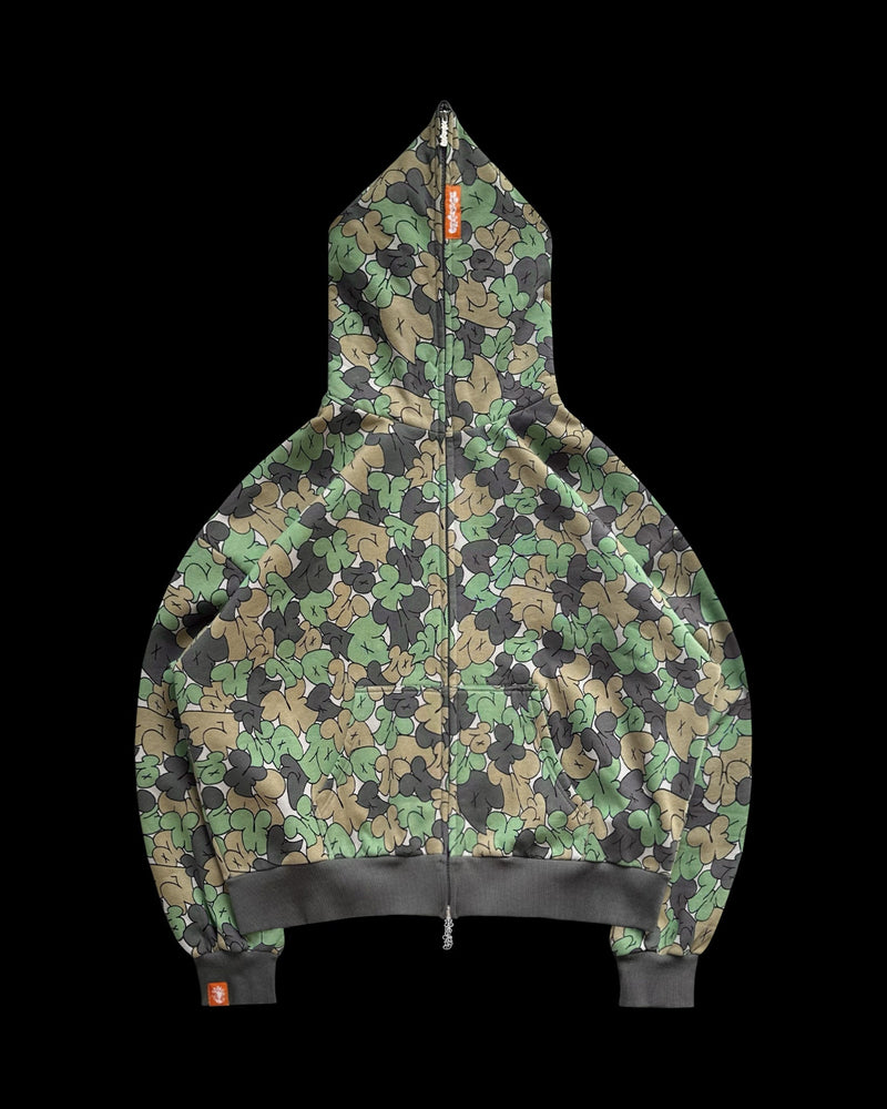 GRAFFITI CAMO ZIP HOODIE SOUR APPLE