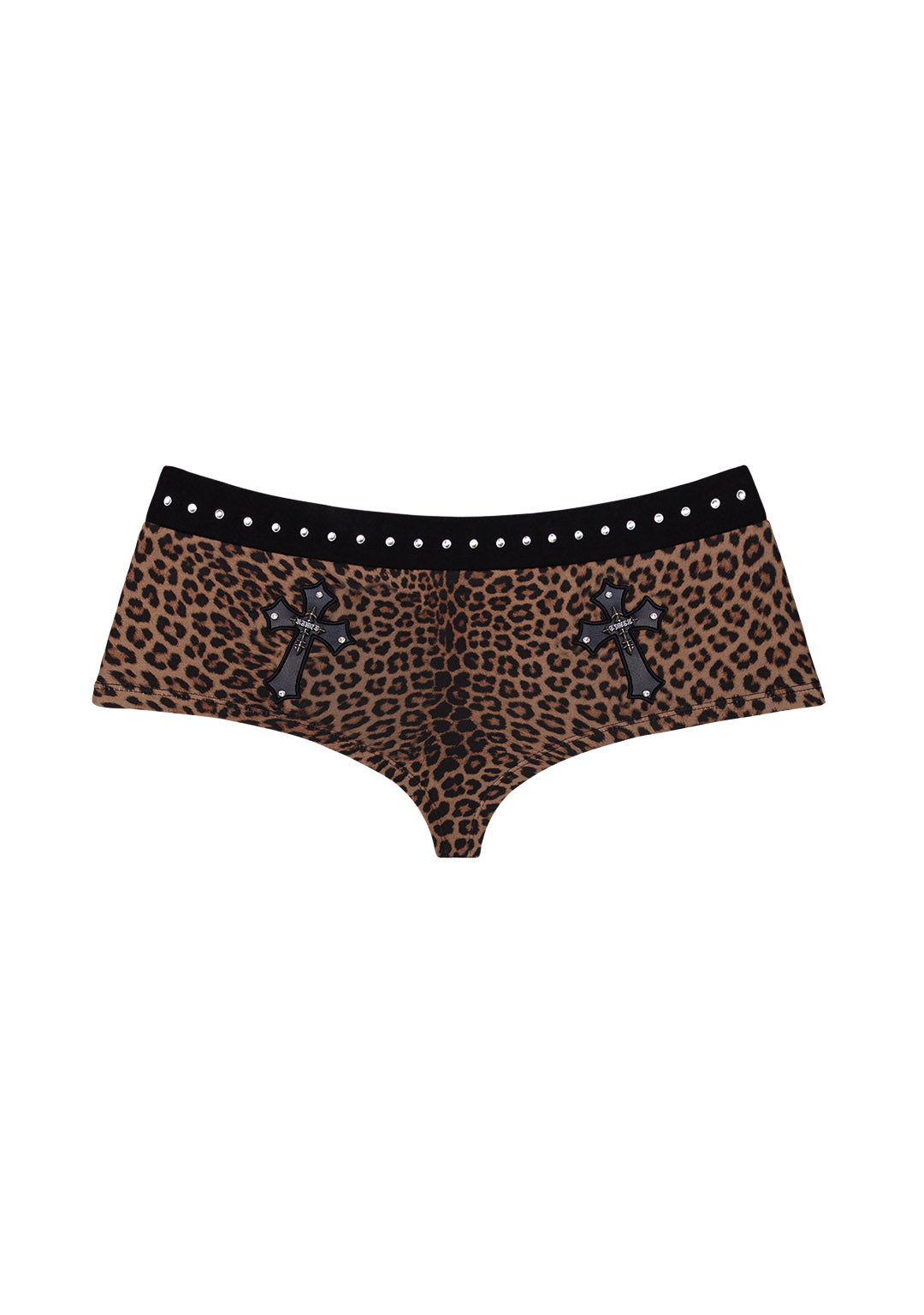SPOILT RHINESTONE MICRO HOTPANT SHORTS LEOPARD