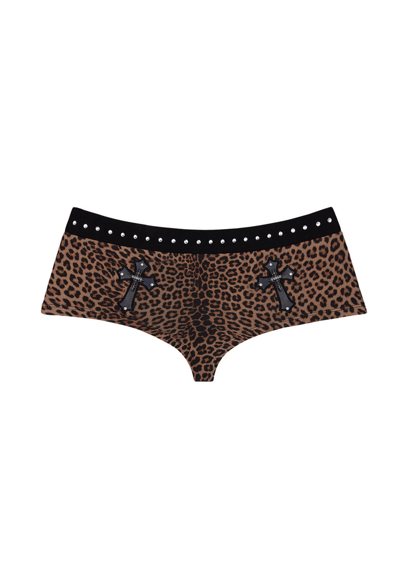 SPOILT RHINESTONE MICRO HOTPANT SHORTS LEOPARD