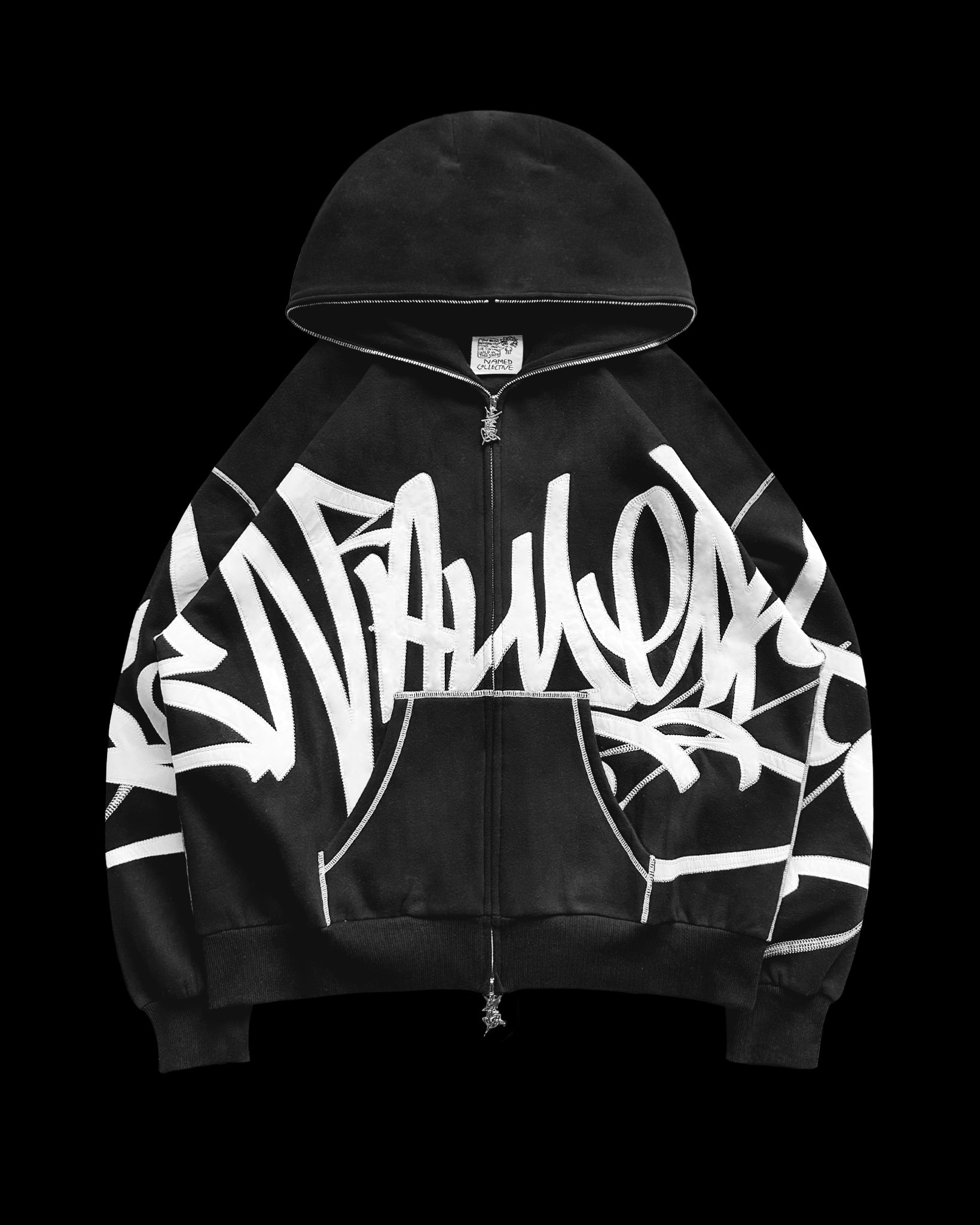 VANDALISM ZIP HOODIE STENCIL BLACK