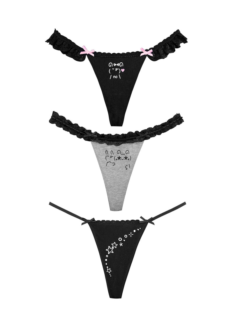 MALFUNCTION THONG BLACK AND GREY MARL (3 PACK)