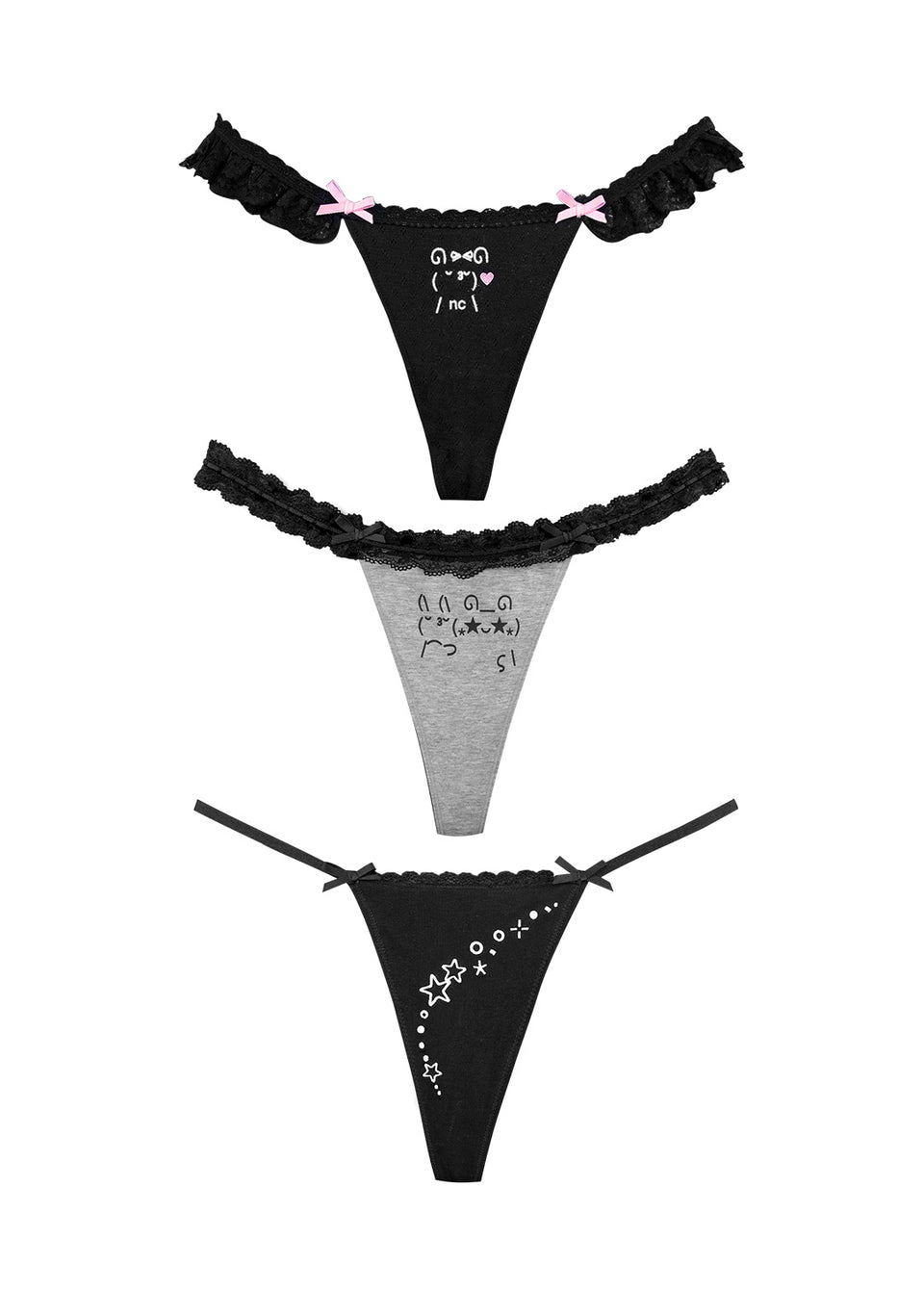 MALFUNCTION THONG BLACK AND GREY MARL (3 PACK)