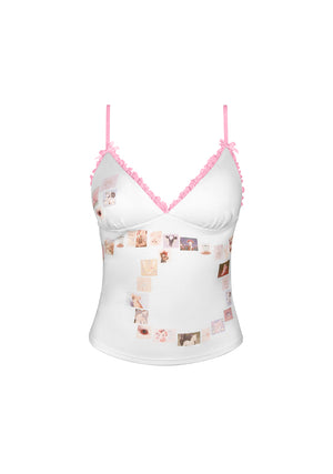 TRINKET MOTIF FITTED CAMI TOP WHITE