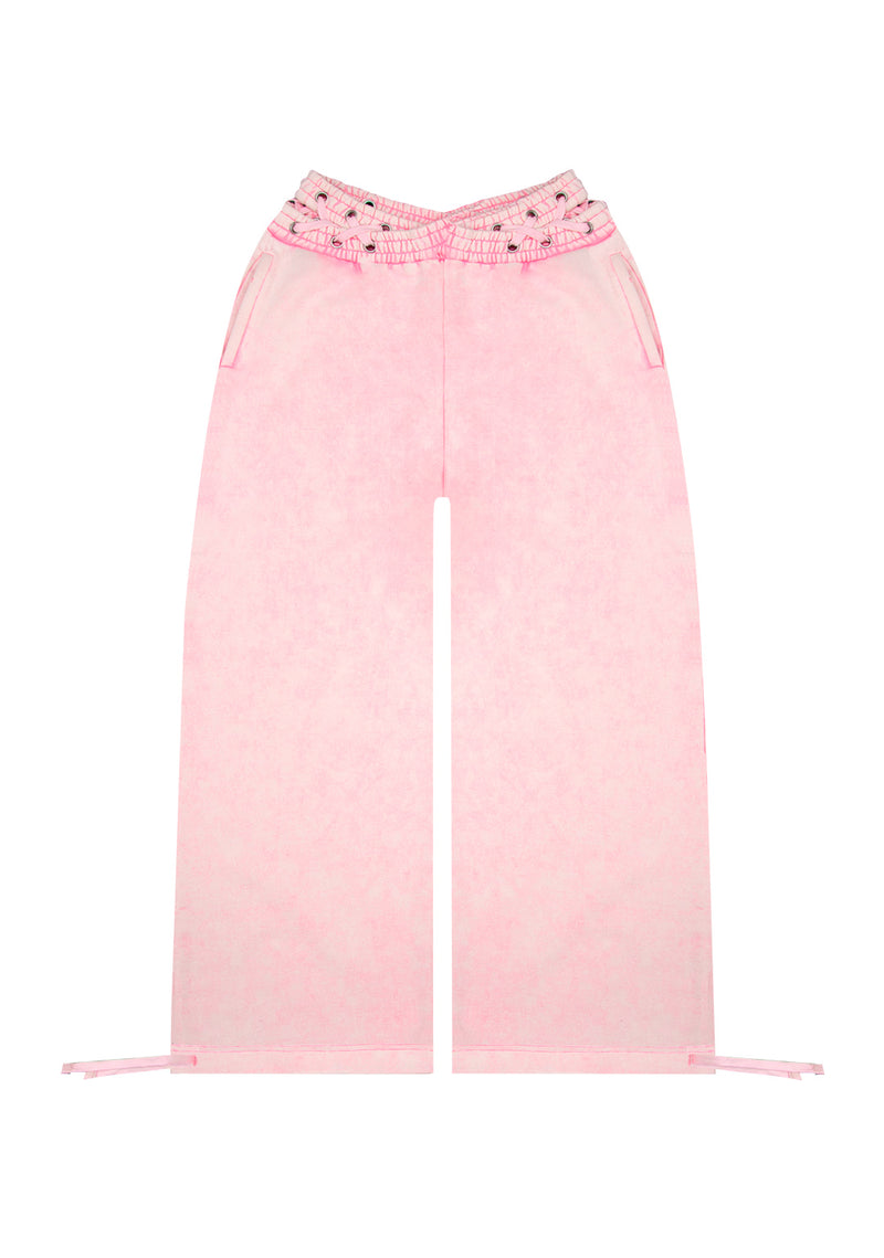 VENDETTA LACE UP OVERSIZED SWEATPANTS WASHED BABY PINK