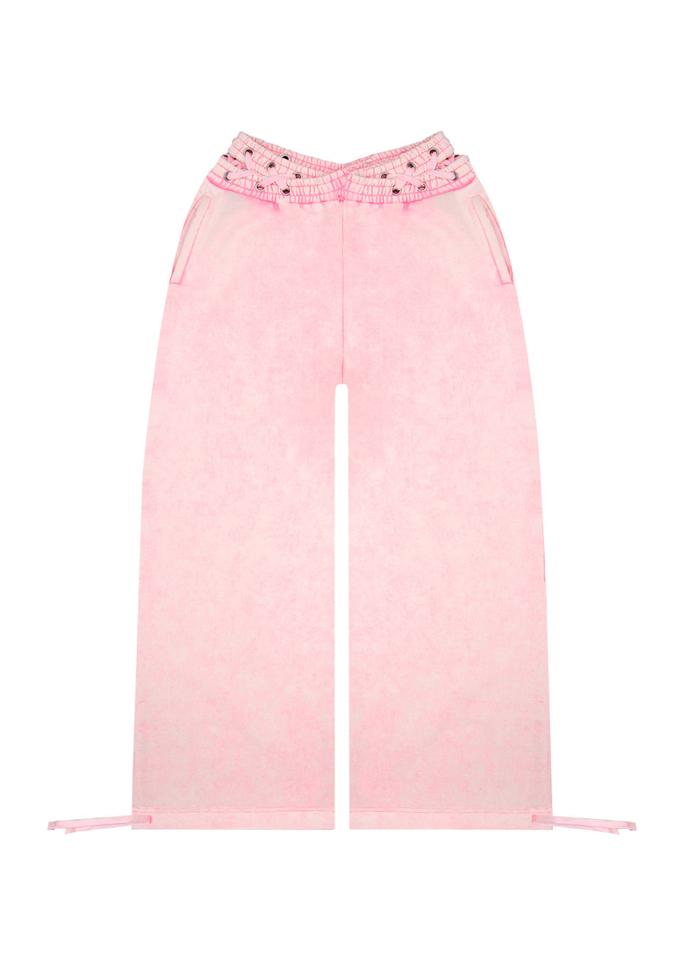 VENDETTA LACE UP OVERSIZED SWEATPANTS WASHED BABY PINK
