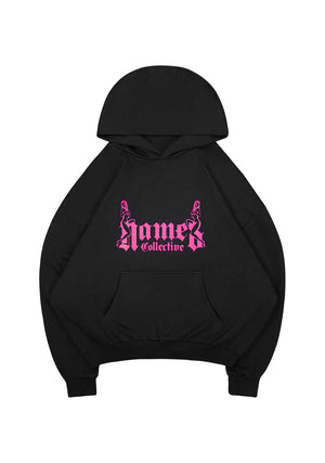 ACCEPTING TIPS GLITTER LOGO PULLOVER HOODIE BLACK