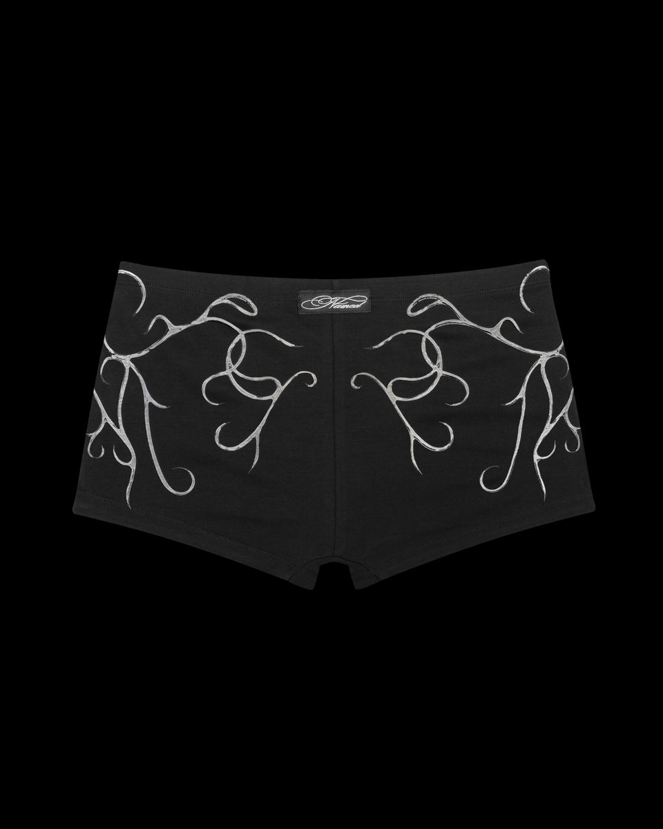 ALLURE 3D CHROME MICRO HOTPANT SHORTS BLACK