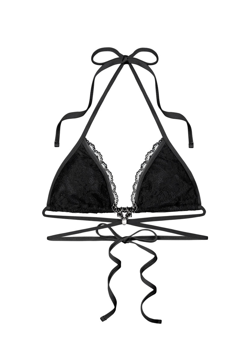 ALLURE LACE TRIANGLE BIKINI TOP BLACK