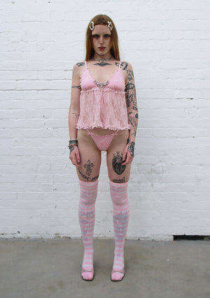 ALLURE SHEER LACE CAMI TOP BABY PINK