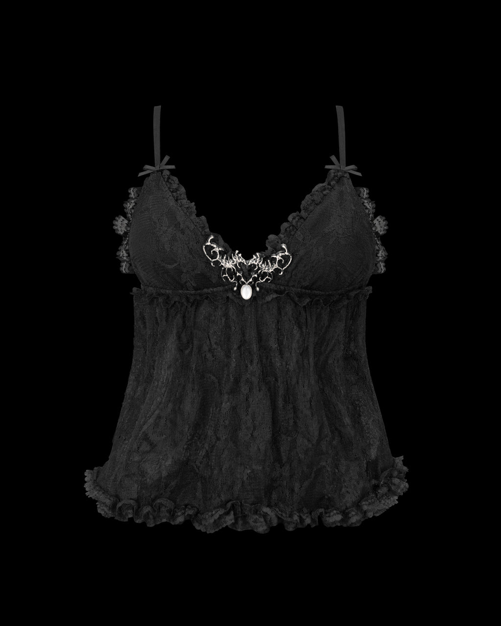 ALLURE SHEER LACE CAMI TOP BLACK
