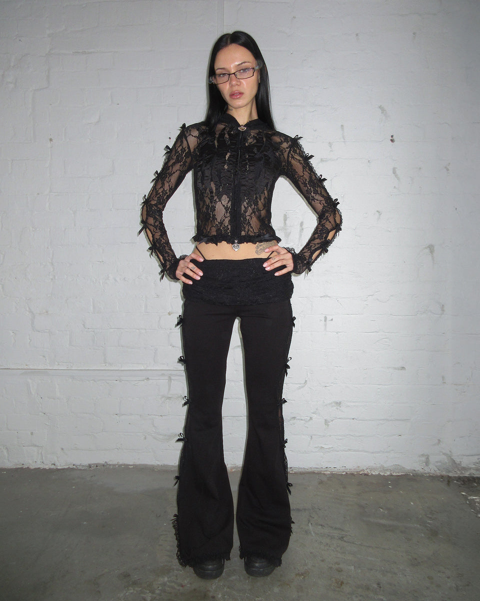 BAD ROMANCE LACE SCULPT STRETCH PANTS BLACK