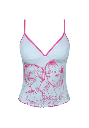 BFF FITTED CAMI TOP BABY BLUE